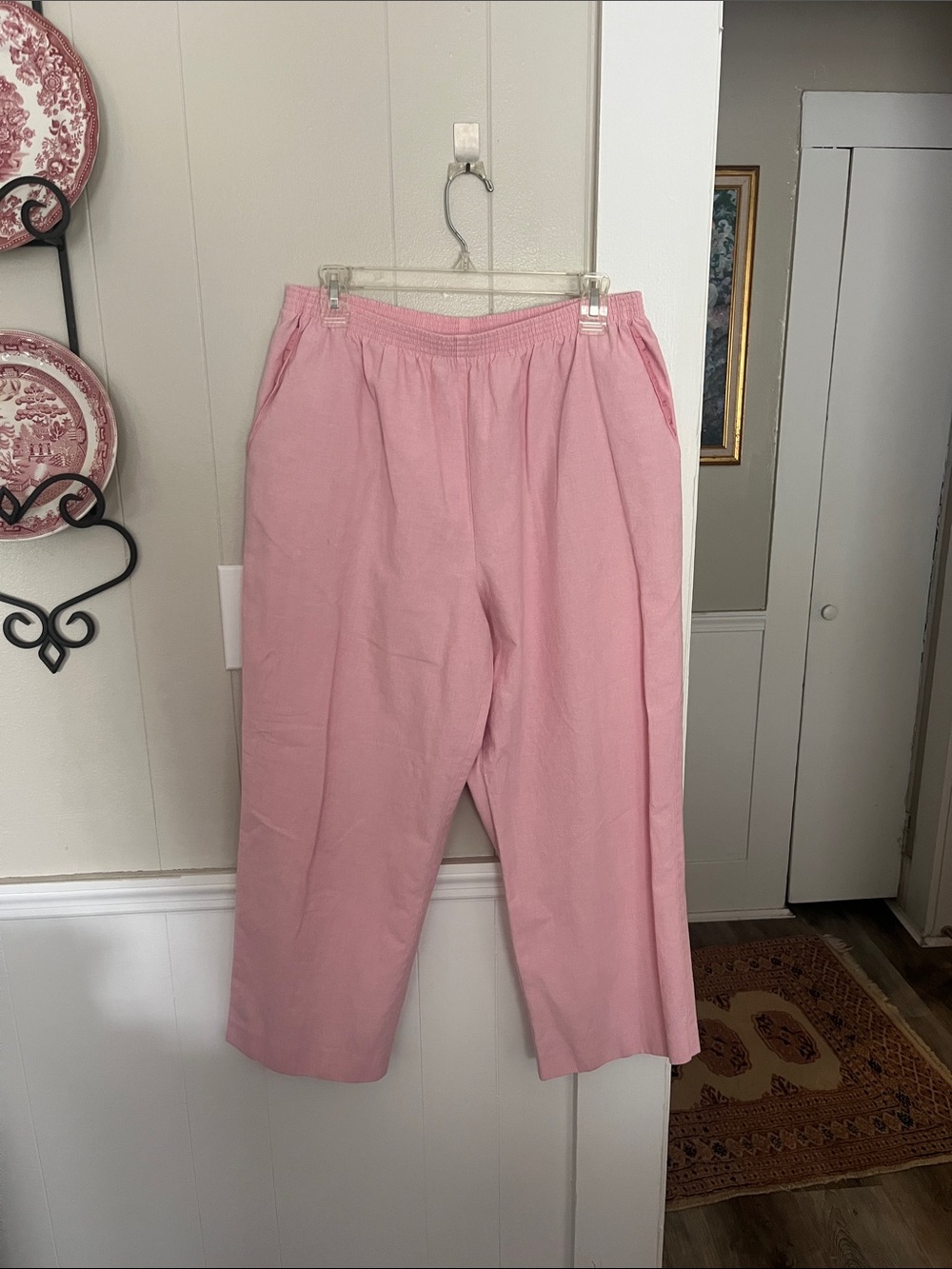 Alfred Dunner Light Pink Elastic Waist Straight-Leg Pants